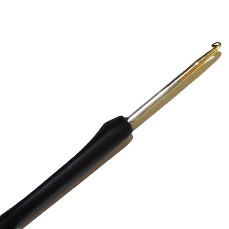 Крючок вязальный, алюминиевый с пластиковой черной ручкой, 13,5 см
